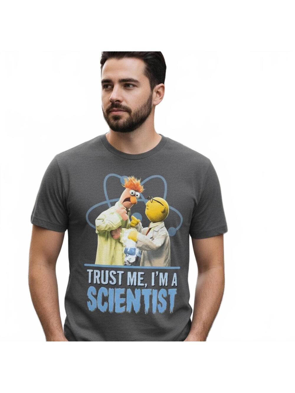Disney Gray Short Sleeve Tee with Beaker & Scooter Scientist Graphic